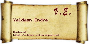 Valdman Endre névjegykártya